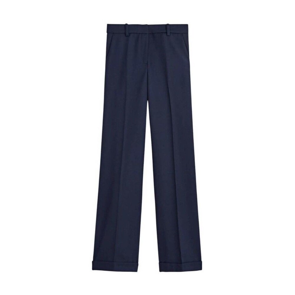 NWT J.CREW Cuffed Wide Leg Trouser in Navy Blue Wool Blend Size 6